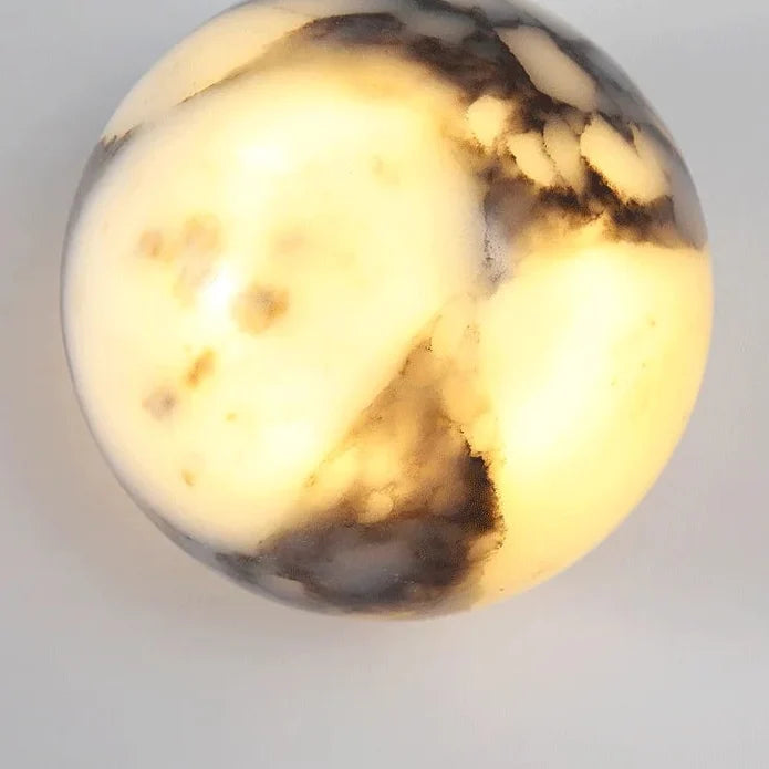 Natural Stone Sphere Wall Sconce with Dual Light Beams – Modern Marble Globe Fixture for Bedroom Foyer Study | Thomler
