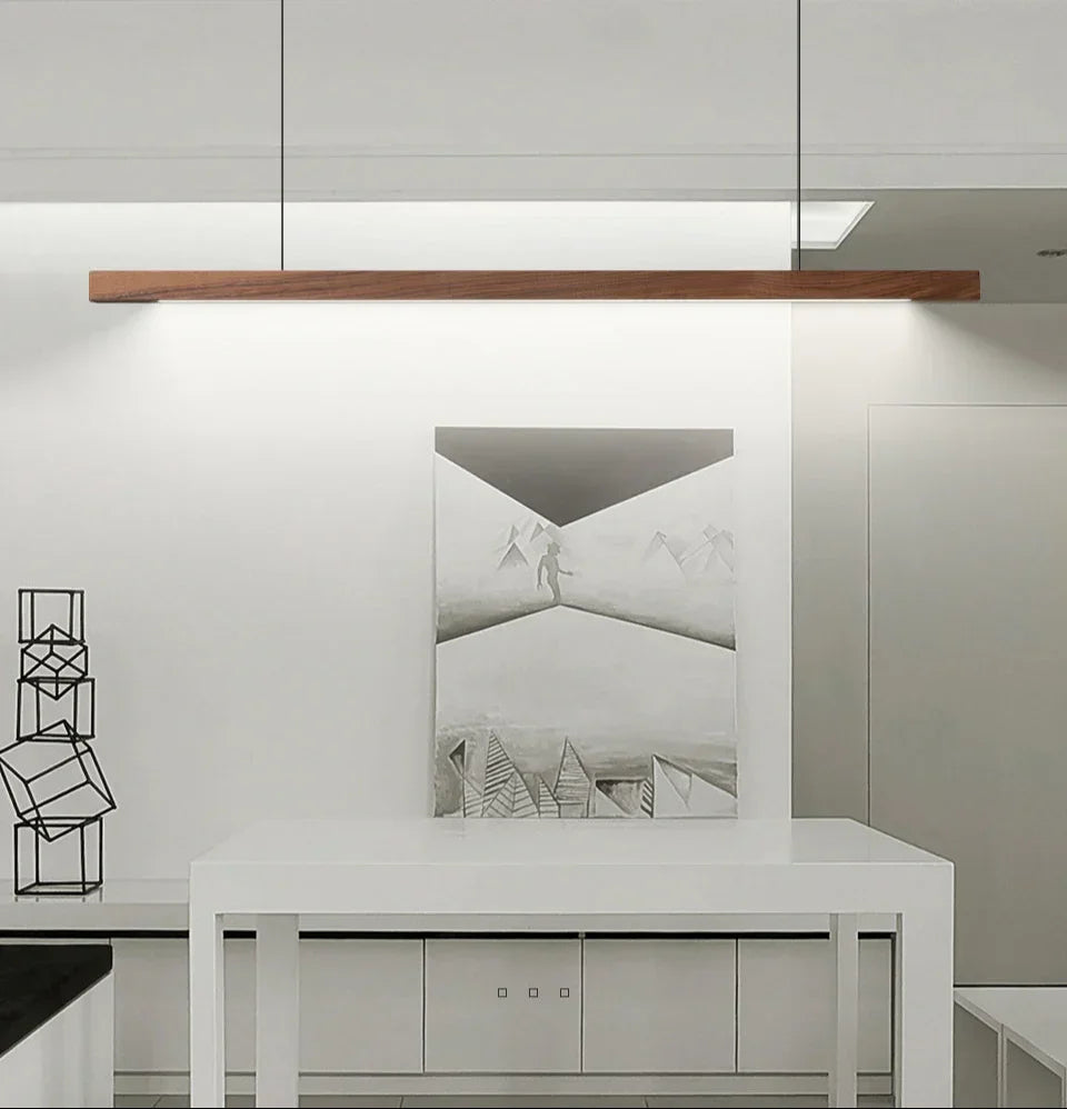 Pendant Light Wood LED 80.0 cm Linear Dining Table Kitchen Island Hanging Ceiling Lamp Dimmable Scandinavian | Thomler