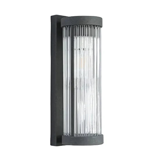 Fluted Glass Solar Outdoor Sconce with Ribbed Shade for Patio, Garage & Entryway Accent Lighting | Thomler