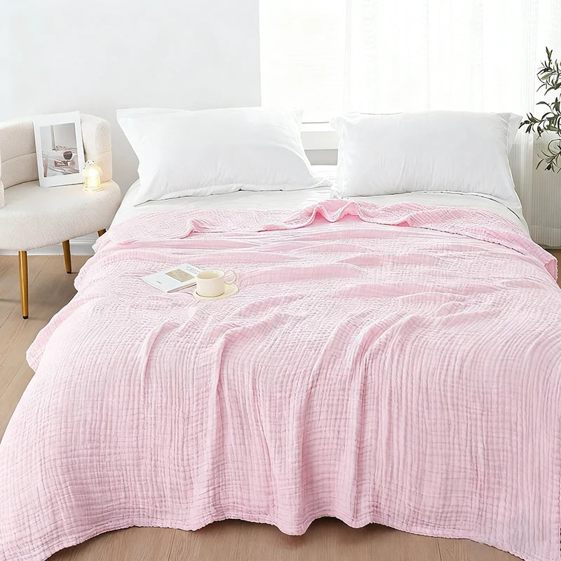 6-Layer Cotton Breathable Throw Blanket for Bed & Sofa – Lightweight All-Season Bedspread for Hot Sleepers & Year-Round Comfort | Thomler