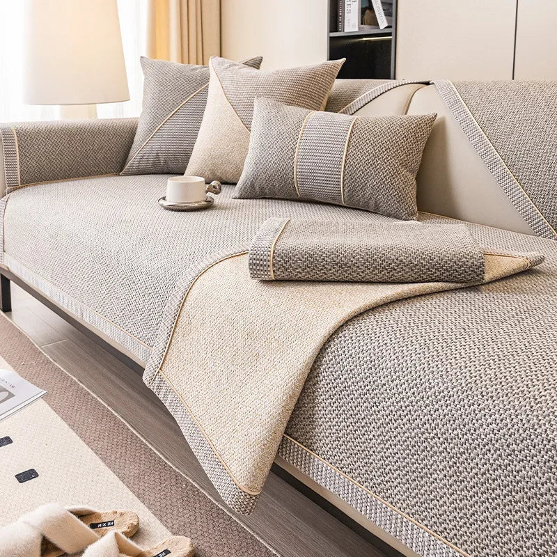 Sofa Throw Cotton Linen 70 in x 35 in (177.8 cm x 88.9 cm) Breathable Slip-Resistant Cover for Home Furniture Protection | Thomler
