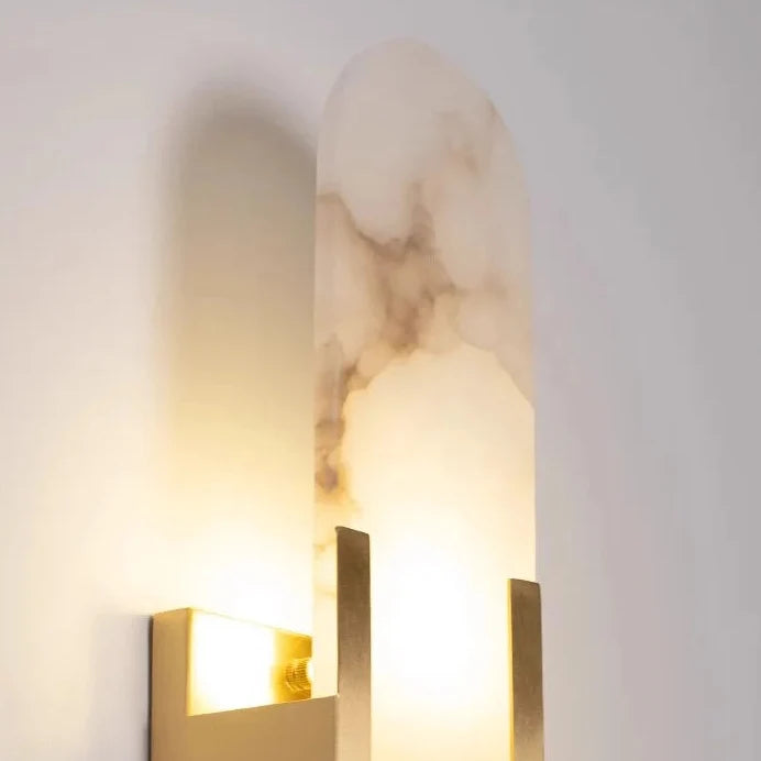 Natural Stone & Iron Wall Light Fixture for Bedroom, Hallway & Living Room – Modern Downlight Sconce | Thomler