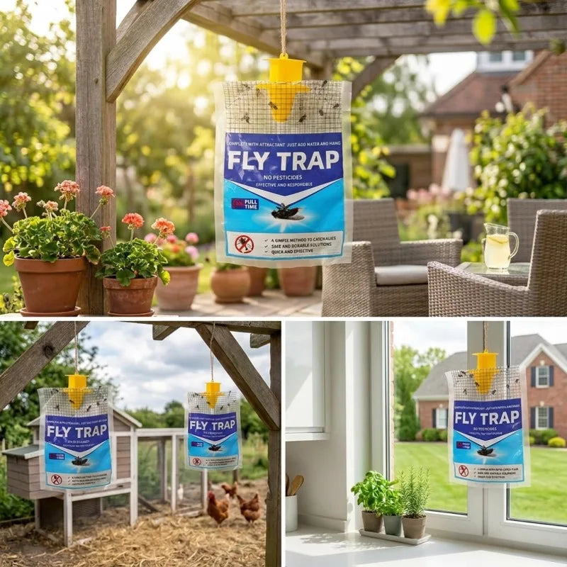 Outdoor Fly Trap with Water-Activated Attractant – Disposable Hanging Design for Yard & Patio | Thomler
