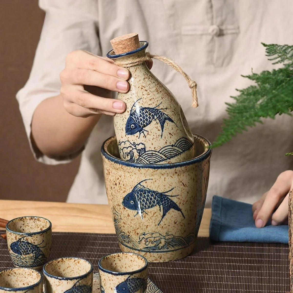 Handcrafted Porcelain Beverage Server with Traditional Design for Wine & Liquor | Thomler