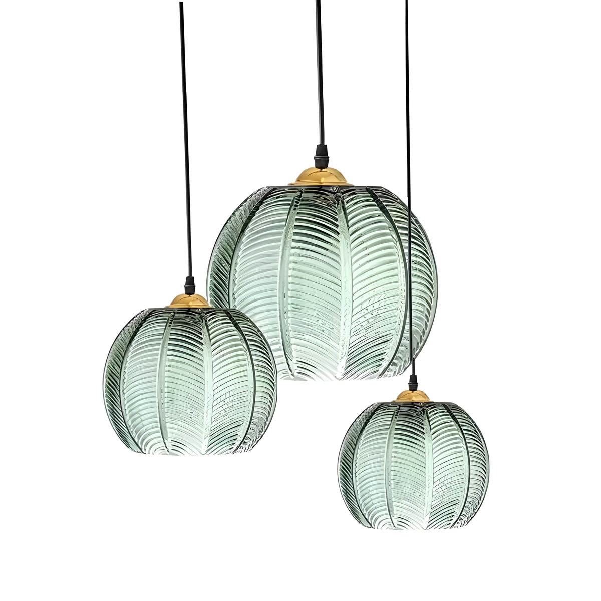 Pendant Light Glass 25.0 cm Green Dining Room Kitchen Island Hanging Ceiling Lamp Ribbed Globe E27 Retro Lighting | Thomler