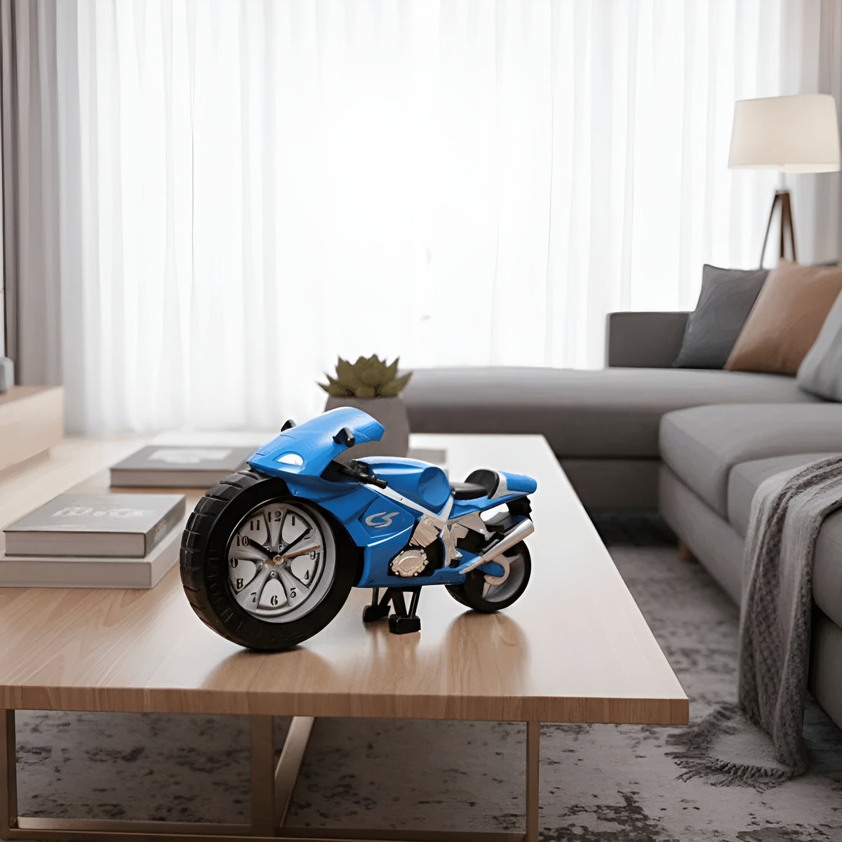 Motorcycle Alarm Clock Decorative Racing Bike Tabletop Timepiece for Bedroom Office Kids Room Unique Biker Gift | Thomler