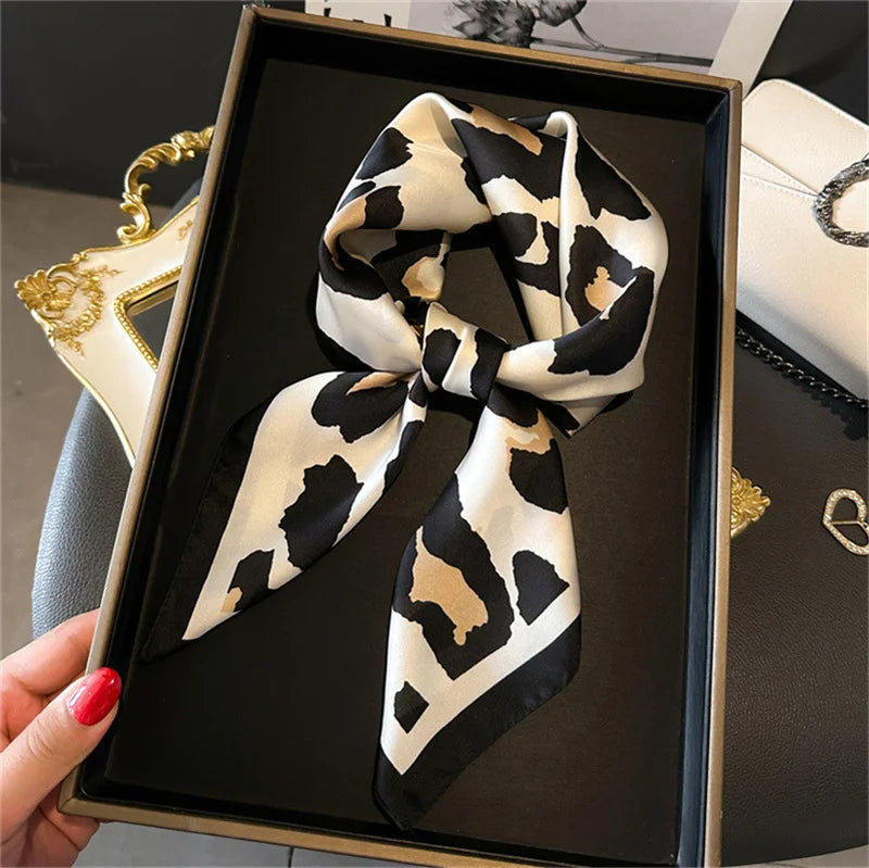 Printed Satin Square Neckerchief for Women 27.5×27.5 in Versatile Head Wrap Neck Tie Hair Ribbon Fashion Accessory | Thomler