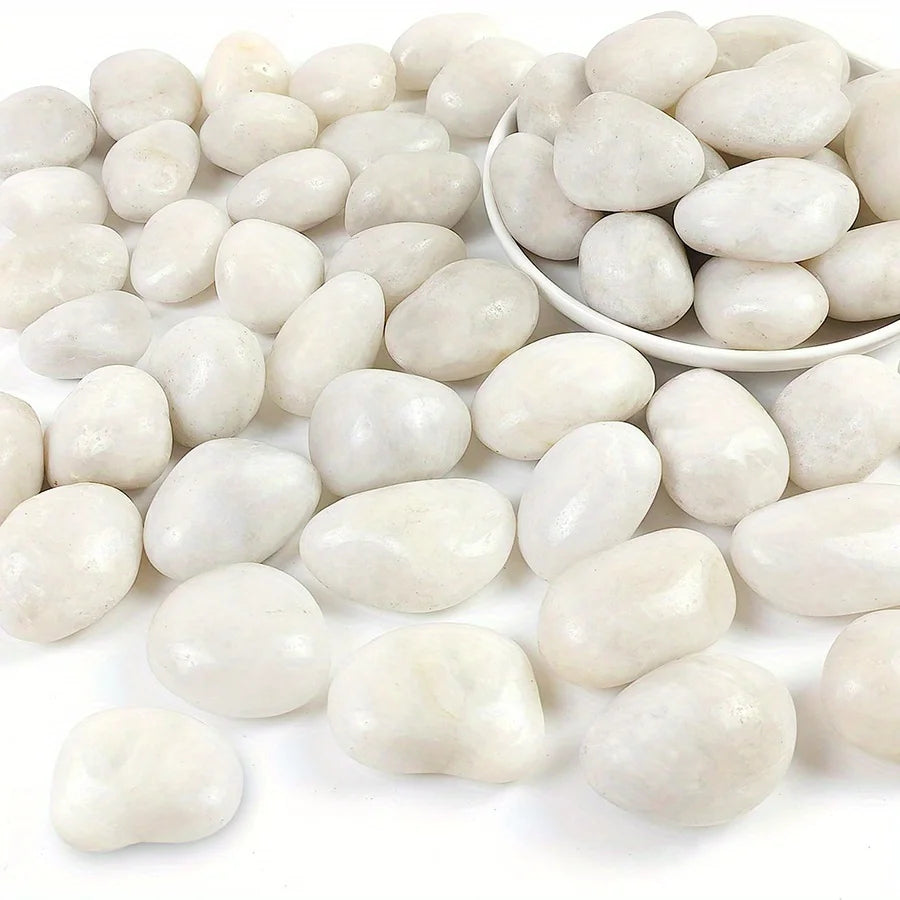 Smooth Natural River Rocks for Indoor & Outdoor Plant Displays, Fish Tanks, Yard Design – 14 oz Bag of Polished Light-Colored Pebbles | Thomler