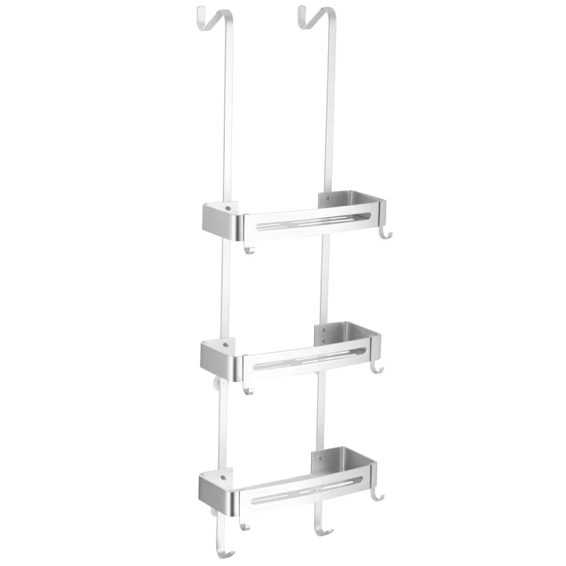 Shower Rack Aluminium 97.0 cm Black Hanging Bathroom Storage Organiser No Drill Over Door Shampoo Holder | Thomler