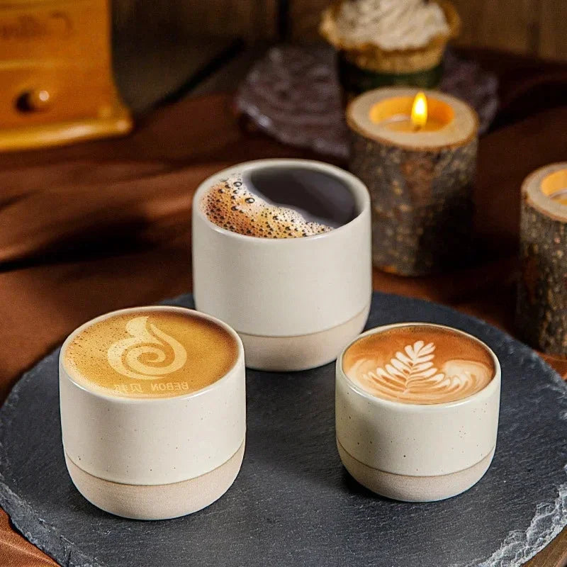 Coffee Mug Ceramic Earthenware 230 ml Beige Wabi Sabi Tea Espresso Cup Minimalist Japanese Drinkware | Thomler