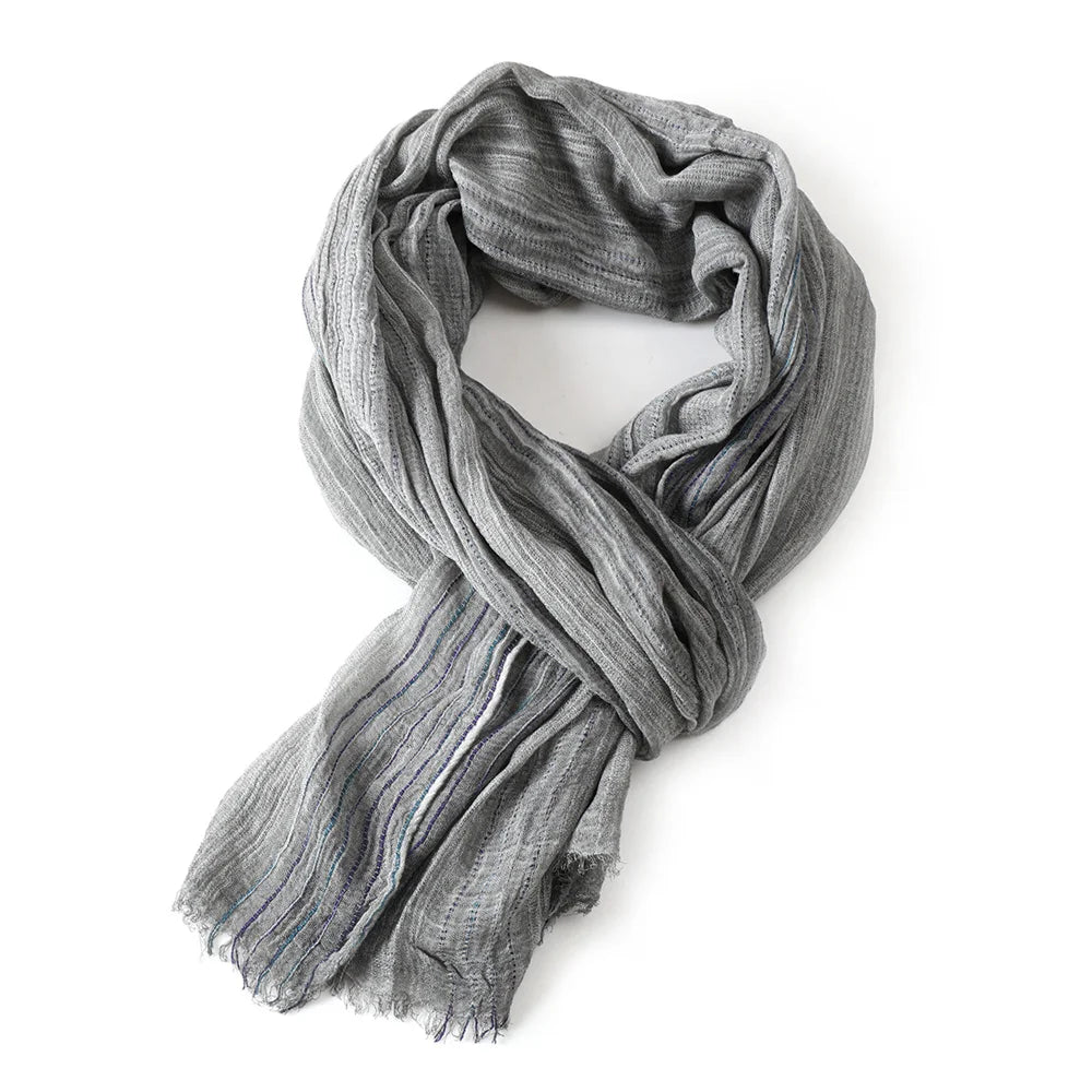 Katoen Linnen Gestreepte Mannen Sjaals Herfst Winter Warme Halsdoek Pashmina Mannelijke Accessoires Korte Kwastje Bufanda Sjaal