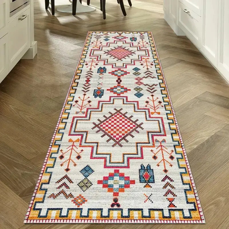 Machine Washable Runner Rug Non-Slip Crystal Velvet Hallway Kitchen Entryway Carpet Vintage Print Absorbent Mat for Corridors Bathrooms | Thomler