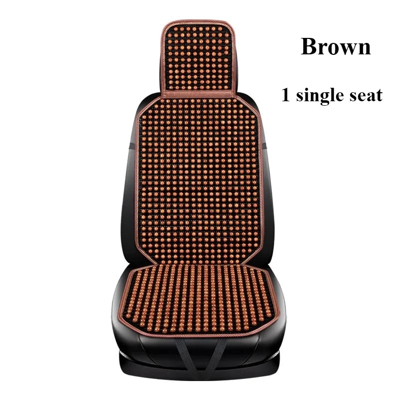 Natural Wooden Bead Car Seat Cushion – Breathable Massage Support with Air Flow Design for Year-Round Driving Comfort | Thomler