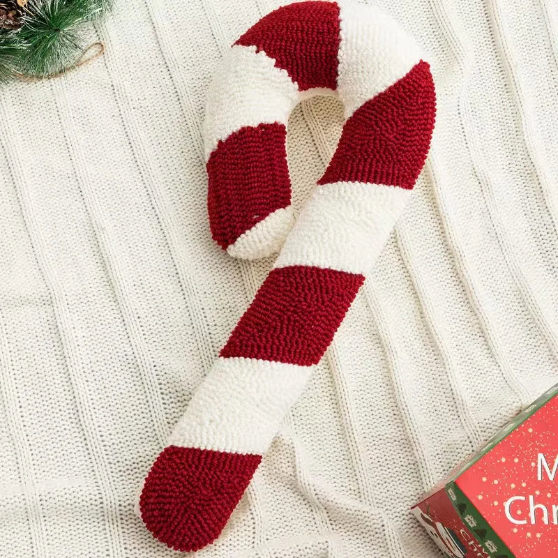 Festive Peppermint Stick Throw Pillow – Plush Novelty Holiday Cushion for Sofa and Couch Decoration | Thomler