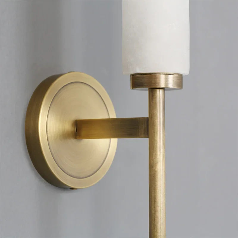 Cylindrical Alabaster Wall Light with Metal Trim — Up & Down Glow for Bedroom, Entry & Bath | Thomler
