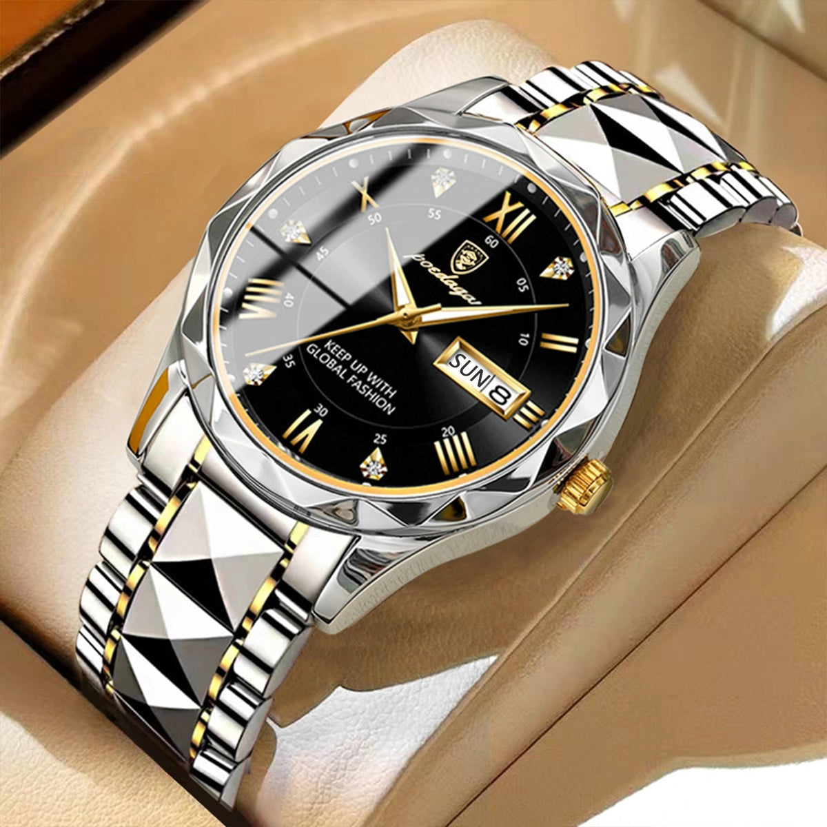 Stainless Steel Men's Watch with Luminous Dial & Date Display | Thomler