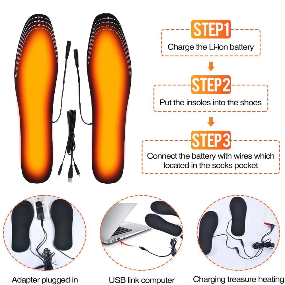Trimmable USB-Powered Warming Footbed Liners for Winter Sports & Cold-Weather Activities – Unisex Comfort Heat Pads | Thomler