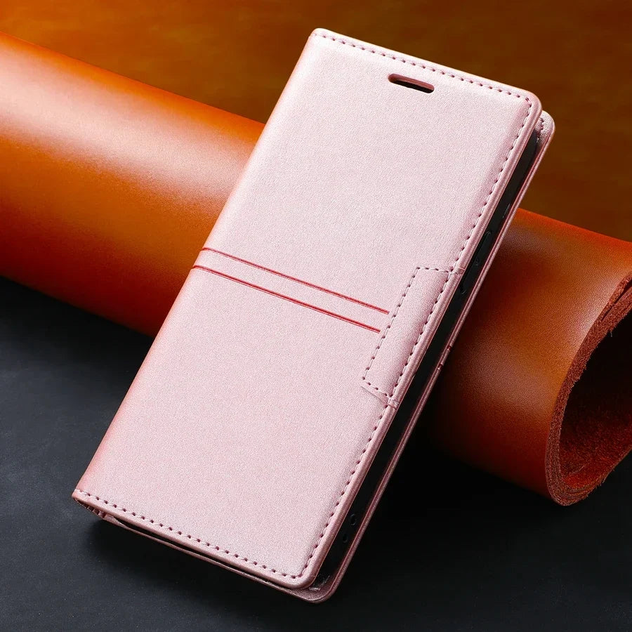 Leather Flip Wallet Case for Google Pixel | Magnetic Folio Phone Cover with Card Slots & Kickstand | Thomler
