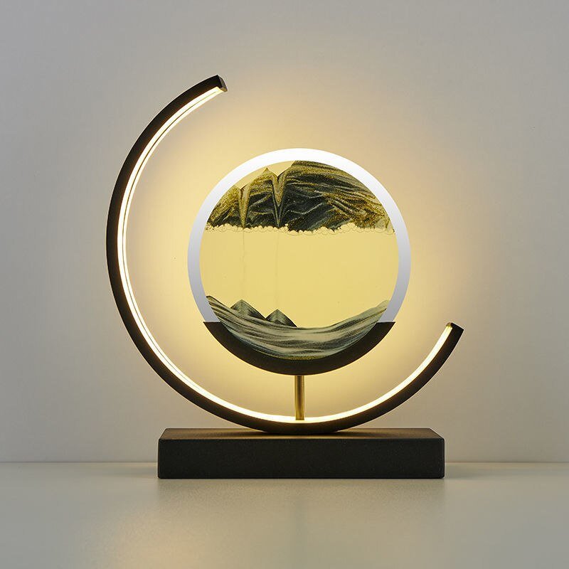 Rotating Sand Art LED Table Lamp | Mesmerizing 3D Liquid Motion Desk Light with Acrylic Frame | Modern Accent Lamp for Bedroom Living Room | Thomler