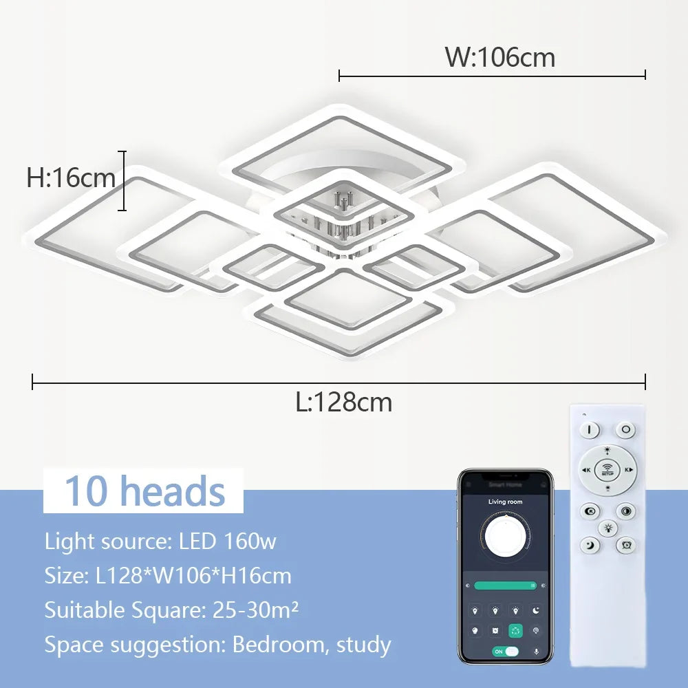 Ceiling Light Aluminium LED 128.0 cm White Dimmable Living Room Bedroom Modern Square Flush Mount Fixture | Thomler