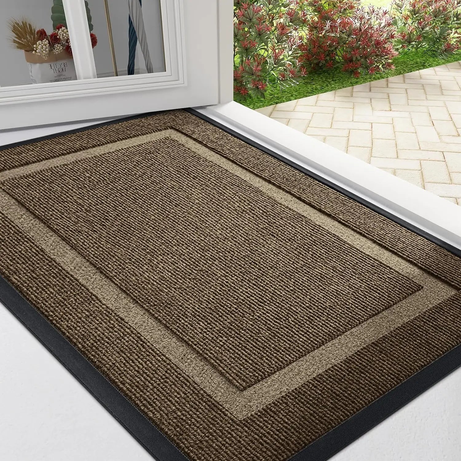Doormat Rubber Low Profile Indoor Outdoor Entrance Hallway Patio Non Slip Dirt Trapping Weather Resistant Floor Mat | Thomler