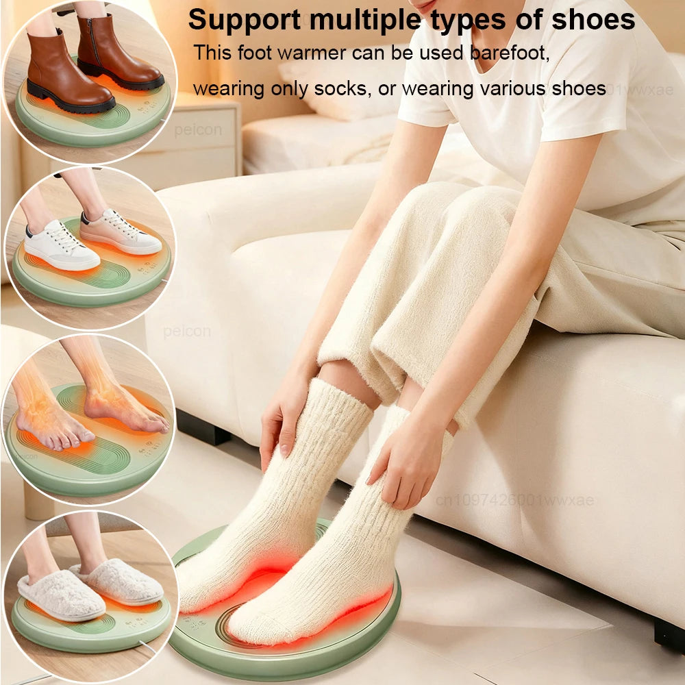 USB Heated Foot Warmer Pad with Vibration Massage & Adjustable Heat Settings for Cold Feet Relief at Home, Office & Travel | Thomler