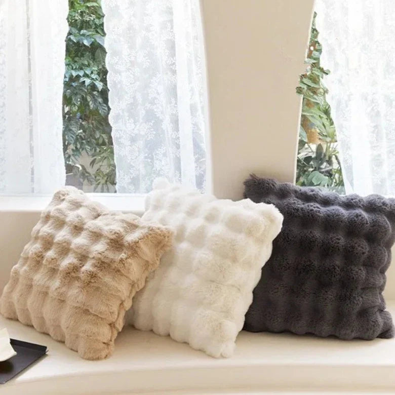 Throw Pillow Faux Fur 20 in Square Cozy Living Room Decorative Soft Cushion Cover | Thomler