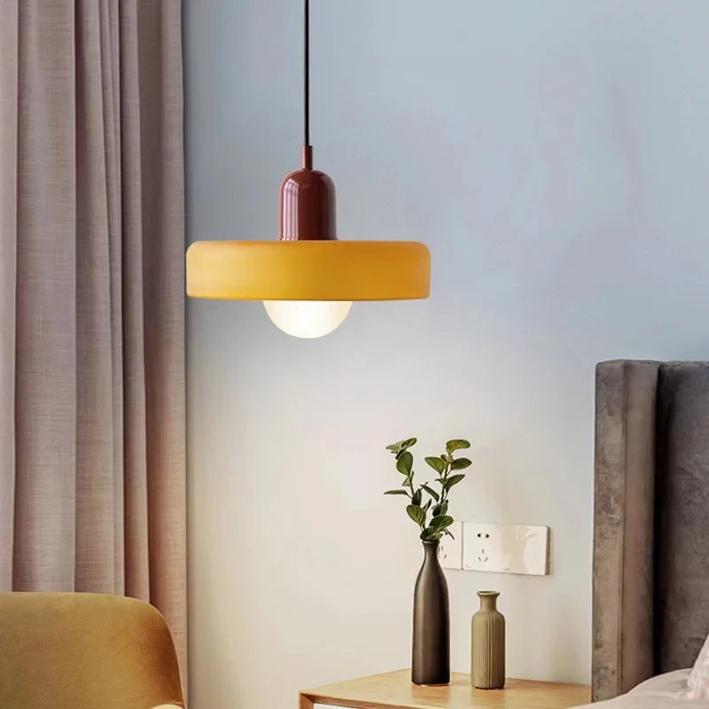 Tinted Glass Pendant Light – Contemporary Hanging Fixture with Colorful Accents for Dining Room & Bedroom | Thomler