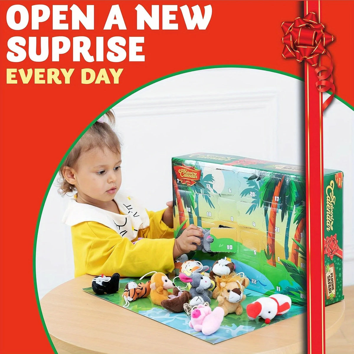 24-Day Holiday Countdown Calendar with Stuffed Animal Surprises for Kids | Thomler