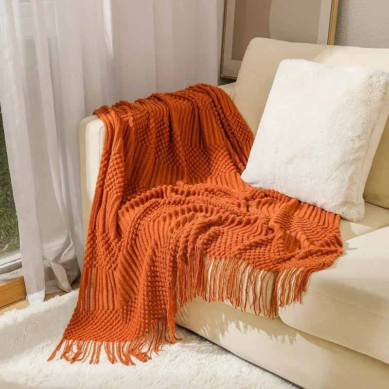 Chunky Knit Throw Blanket – Cozy Acrylic Sofa & Bed Cover for Living Room & Bedroom | Thomler