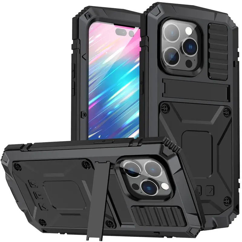 Heavy-Duty Metal Phone Case for iPhone 14, 13, 12, 11 – Full-Edge Protection with Raised Camera Guard & Tactile Grip | Thomler