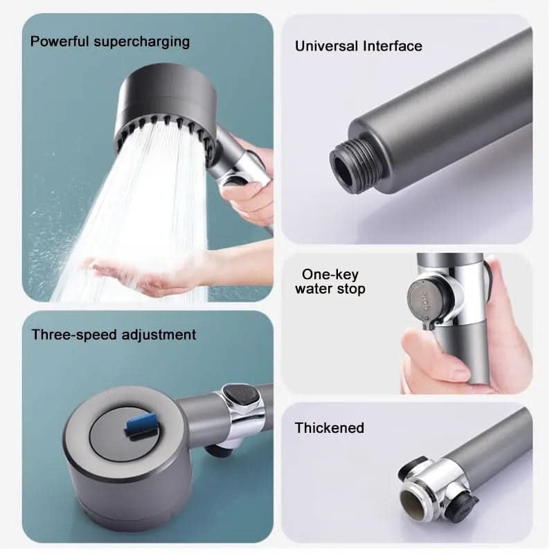 High-Pressure Filtered Showerhead with Built-In Water Purifier & 3-Mode Massage Spray for Low Pressure Bathrooms | Thomler
