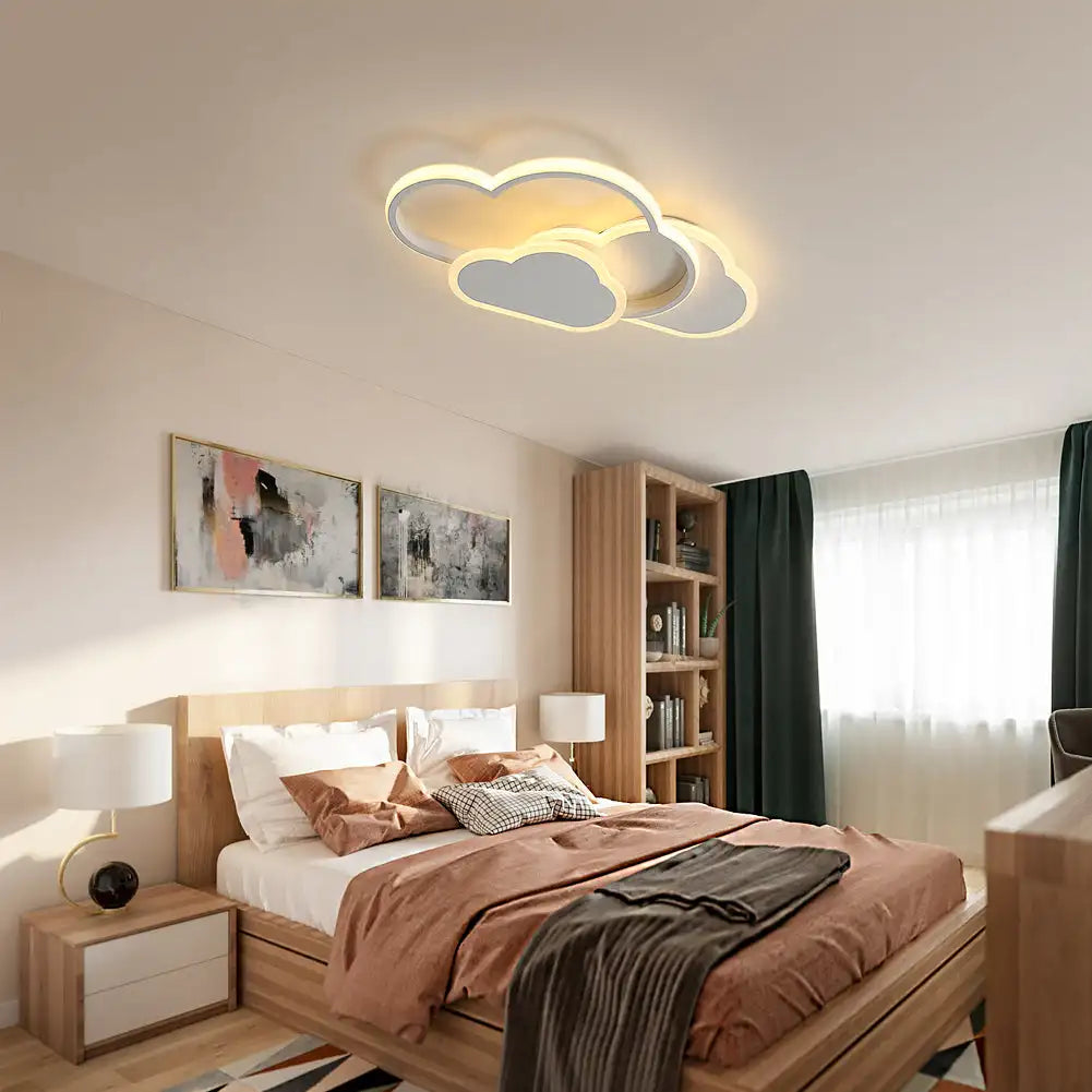 Ceiling Light Acrylic Cloud 32W Dimmable Nursery Bedroom LED Remote Control Flush Mount Lamp | Thomler
