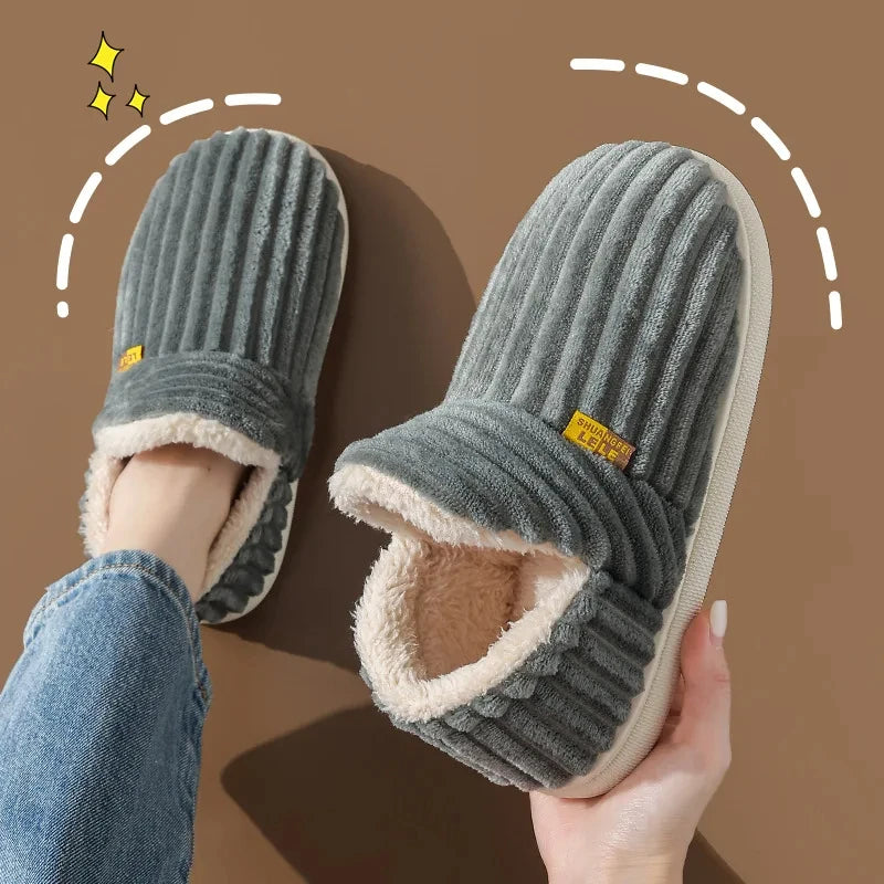 Plush Faux Fur House Slippers – Cozy Indoor Slide-On for Women & Men, Cushioned Footbed, Non-Slip Rubber Sole for Winter Loungewear | Thomler