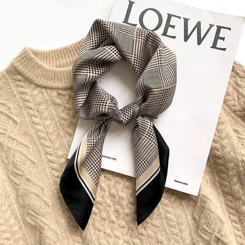 Equestrian Print Satin Square Scarf Neck Wrap Hair Accessory Head Covering 28 Inch Fashion Versatile Women's Silk-Feel Lightweight Bandana | Thomler