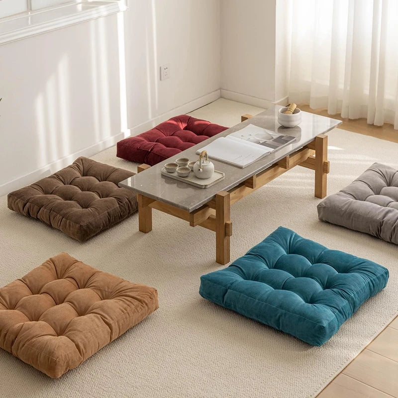 Tufted Square Meditation Cushion 17×17 or 21×21 in Thick Floor Seating Yoga Pillow for Living Room Game Nook Balcony Reading Corner | Thomler