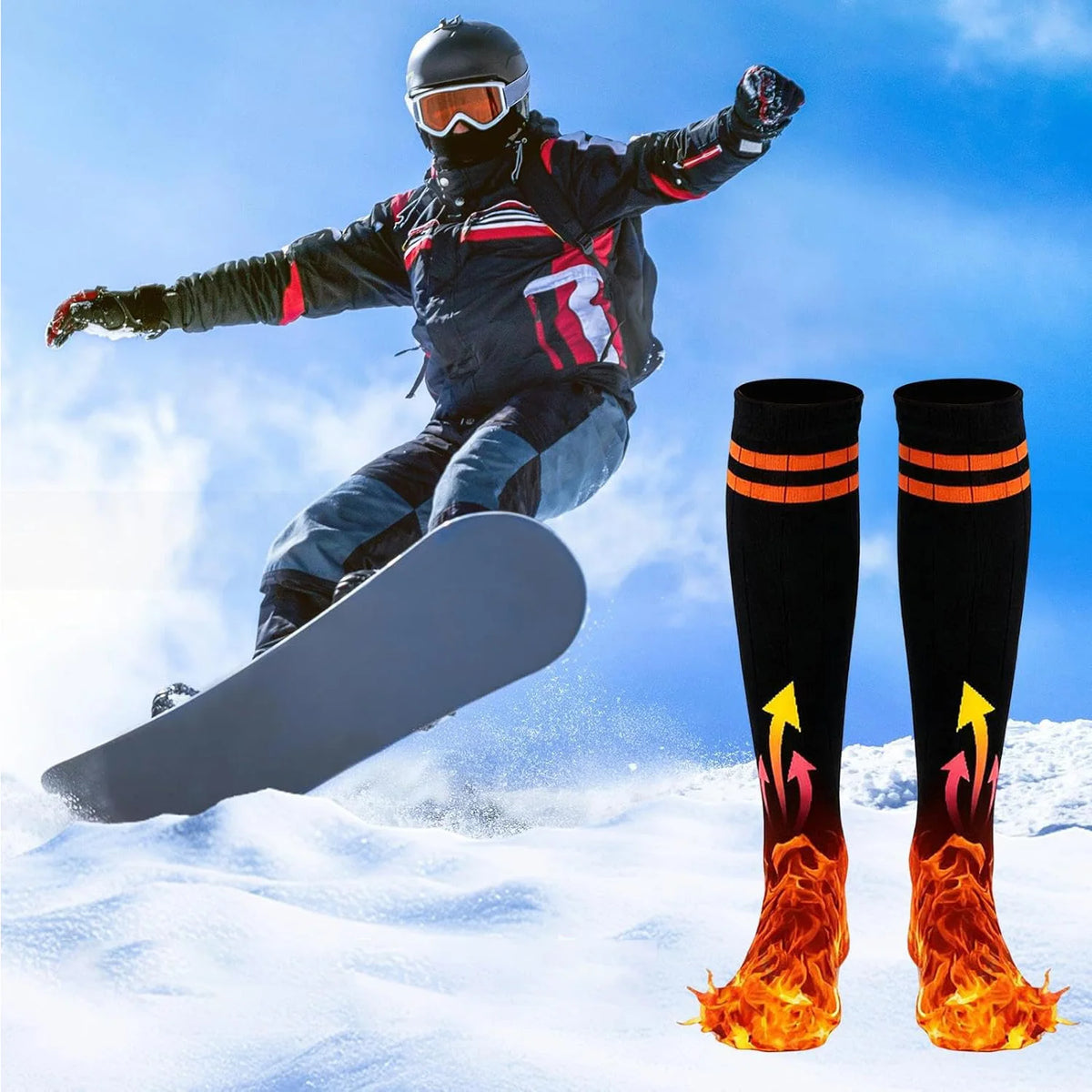 Battery-Powered Heated Socks with 4 Temperature Settings for Winter Outdoor Activities Cycling Hunting Fishing Skiing | Thomler