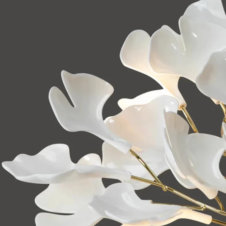 Ceramic Ginkgo Pendant Light with Botanical Leaf Design – Gold Finish | Thomler