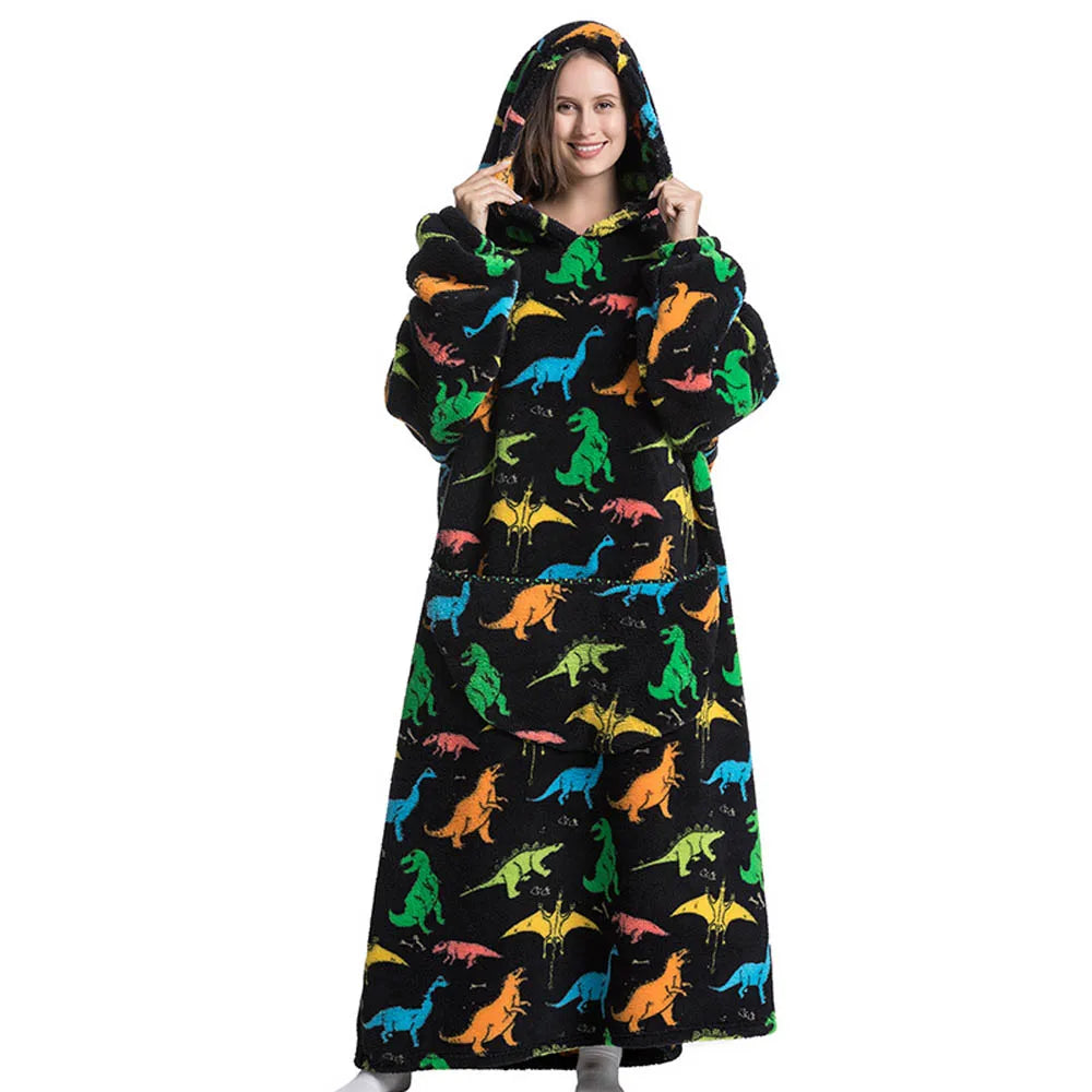 Oversized Wearable Throw with Sleeves – Ultra-Plush Hooded Wrap for All-Day Comfort – Sherpa Fleece Loungewear for Men & Women | Thomler