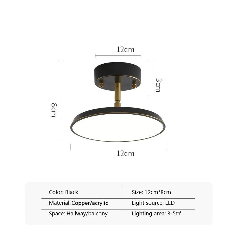 Adjustable LED Ceiling Light Fixture – Modern Copper & Aluminum Flush Mount Spotlight for Hallway, Bedroom, Living Room & Entryway | Thomler