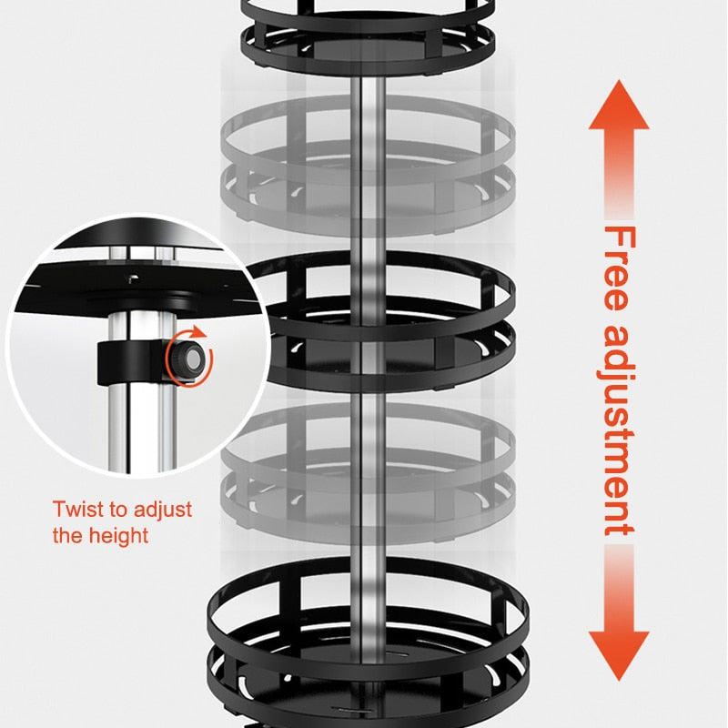 Rotating Storage Caddy with Adjustable Shelves for Kitchen, Bath & Desk – Space-Saving Organizer | Thomler