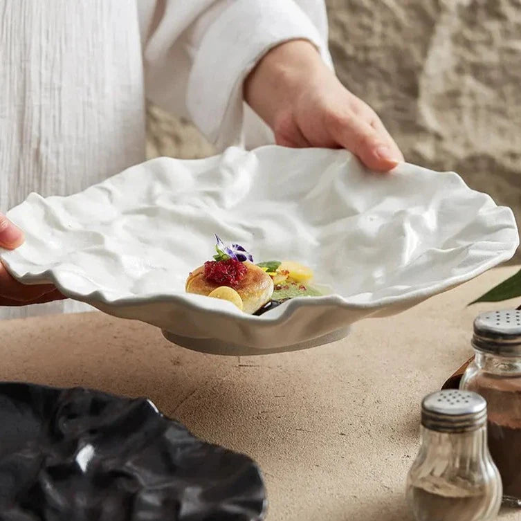 Serving Bowl Ceramic 10 in Coastal Dining Tableware Decorative Kitchen Table Centerpiece | Thomler