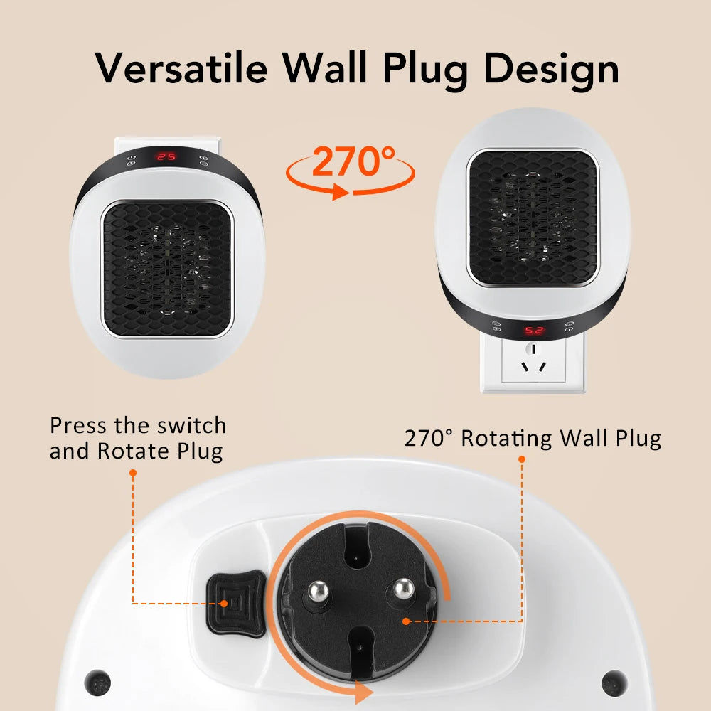 Compact Plug-In Wall Heater with Remote Control, Digital Thermostat & Timer for Bedroom Office RV | Thomler