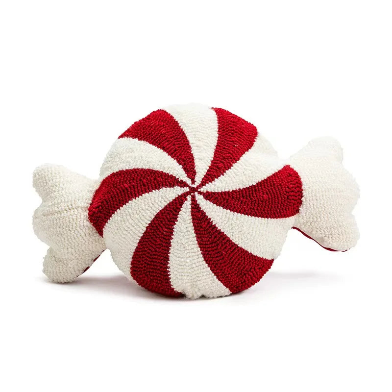 Festive Peppermint Stick Throw Pillow – Plush Novelty Holiday Cushion for Sofa and Couch Decoration | Thomler