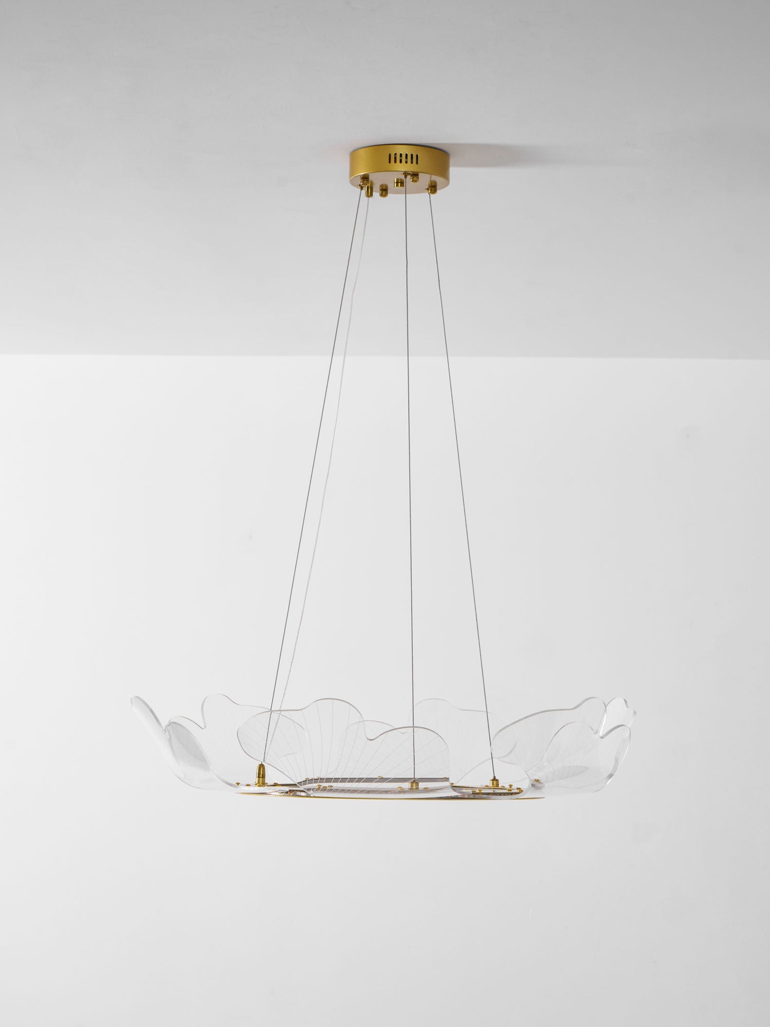 Metal Leaf Ceiling Light 26.7 in Round Gold Office Living Room Kitchen Fixture Adjustable LED | Thomler