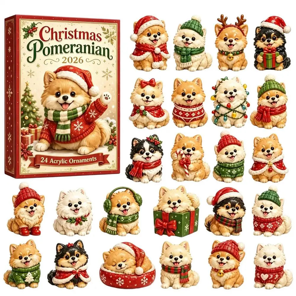 Christmas Countdown Calendar for Dog Lovers – 24-Day Advent Display with Puppy Ornament Hangers for Holiday Tree & Wall Decoration | Thomler