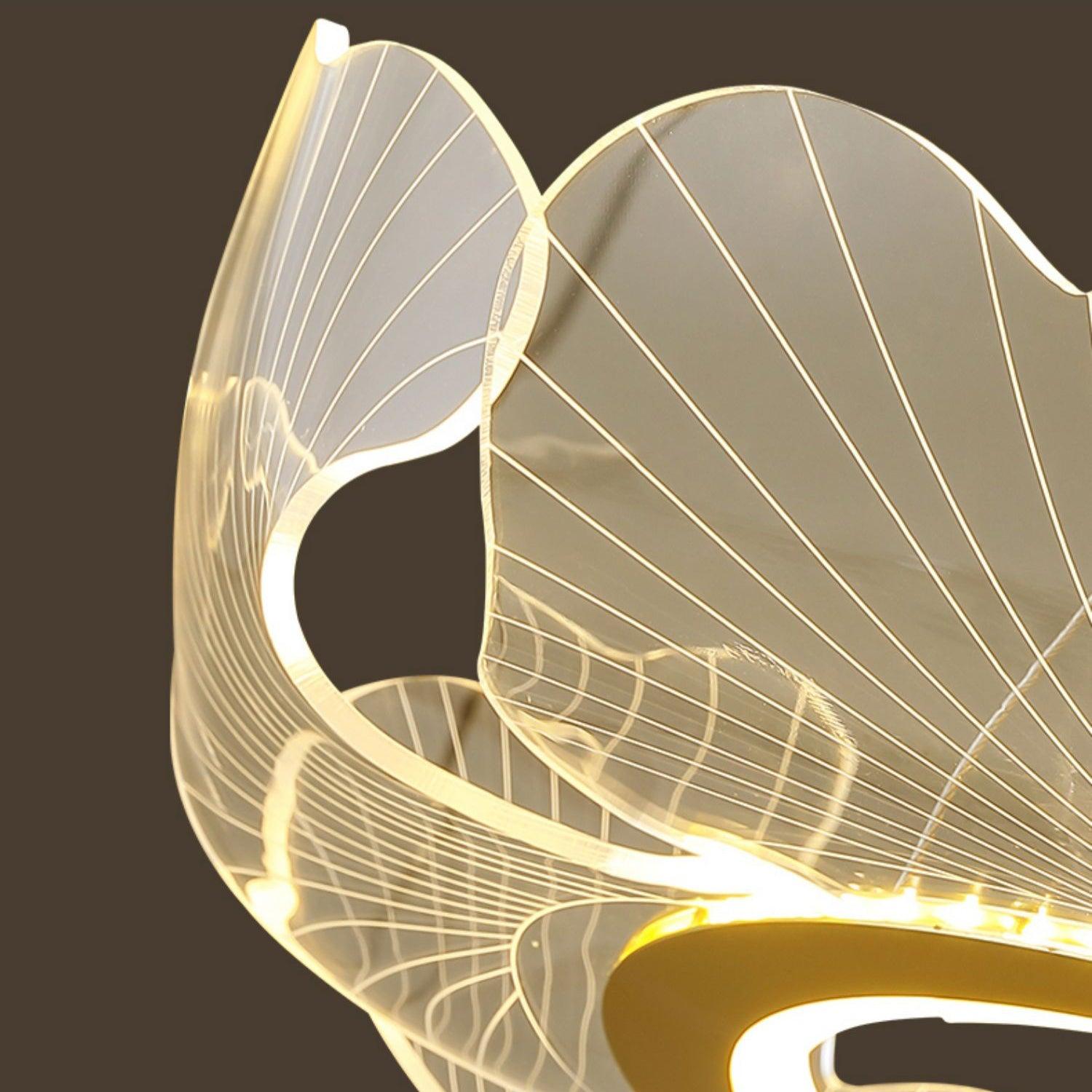 Metal Leaf Ceiling Light 26.7 in Round Gold Office Living Room Kitchen Fixture Adjustable LED | Thomler