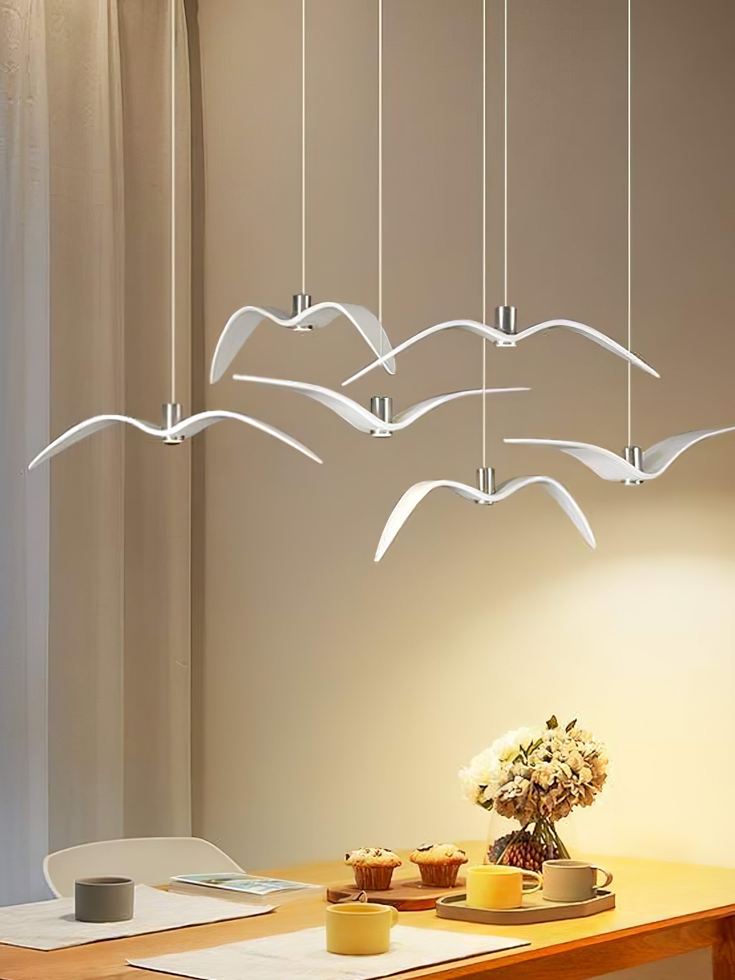 Pendant Light Resin LED 40.0 cm Black Dining Room Bird Ceiling Hanging Lamp Adjustable Cable Modern Scandinavian | Thomler