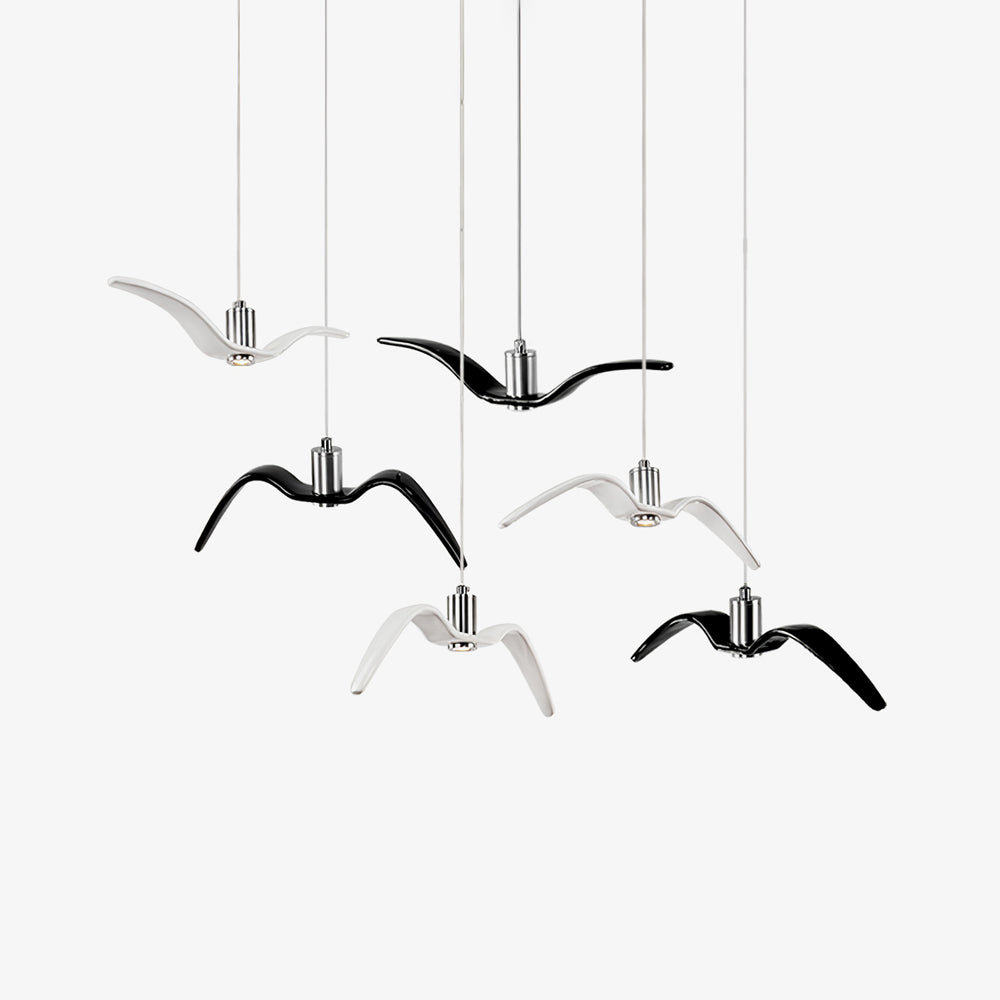 Pendant Light Resin LED 40.0 cm Black Dining Room Bird Ceiling Hanging Lamp Adjustable Cable Modern Scandinavian | Thomler