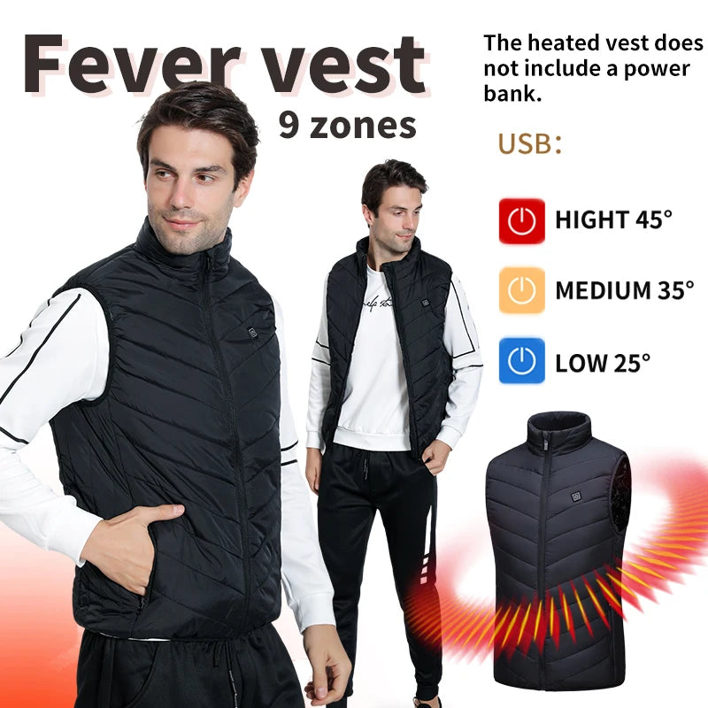 Electric Thermal Gilet for Men — 9 Heating Panels, Battery-Operated Insulated Layer, Outdoor & Everyday Wear | Thomler